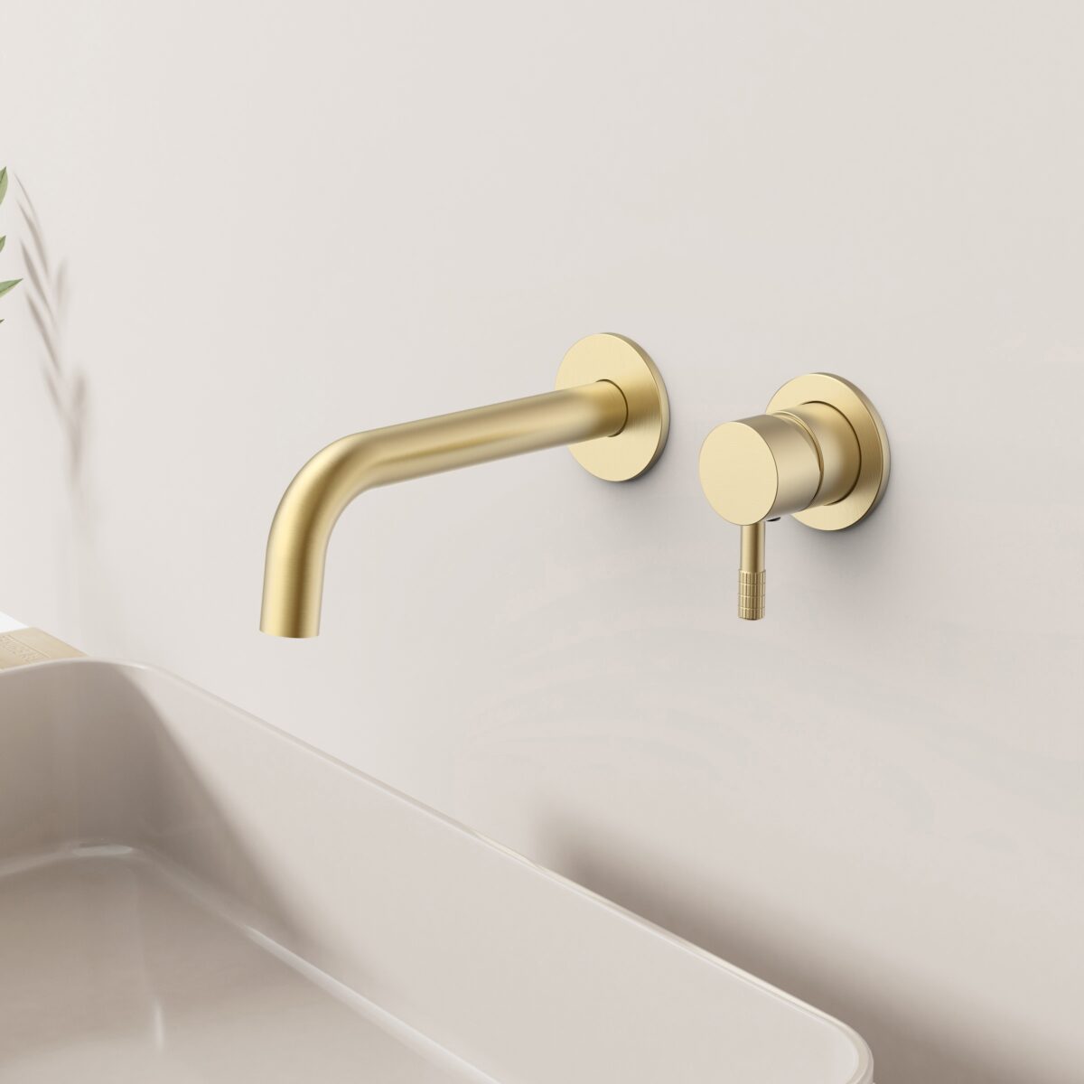 STRIA AFWERKINGSSET WASTAFELKRAAN - KOUDE START - INGEBOUWD - HANDGREEP MET VERFIJNDE RIBBEN TEXTUUR - ZONDER AFVAL - GEBORSTELD GOUD (PVD) - Afbeelding 2