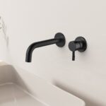 STRIA FINISHE SET BASIN MIXER – COLD START – CONCEALED – REFINED RIBBED HANDLE – WITHOUT WASTE – MATT BLACK (PVD) - Image 2