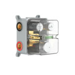 STRIA DOUCHEMENGKRAAN - 2-WEG - THERMOSTATISCH - DRUKKNOPPEN MET VERFIJNDE GERIBDE TEXTUUR - MET INGEBOUWDE DOOS EN AFWERKINGSSET - RECHTHOEKIG - GUNMETAAL (PVD) - Afbeelding 2