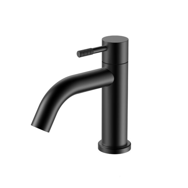 ROBINET EAU FROIDE STRIA - POIGNÉE À TEXTURE NETTOYÉE RAFFINÉE - SANS VIDAGE - NOIR MAT (PVD)