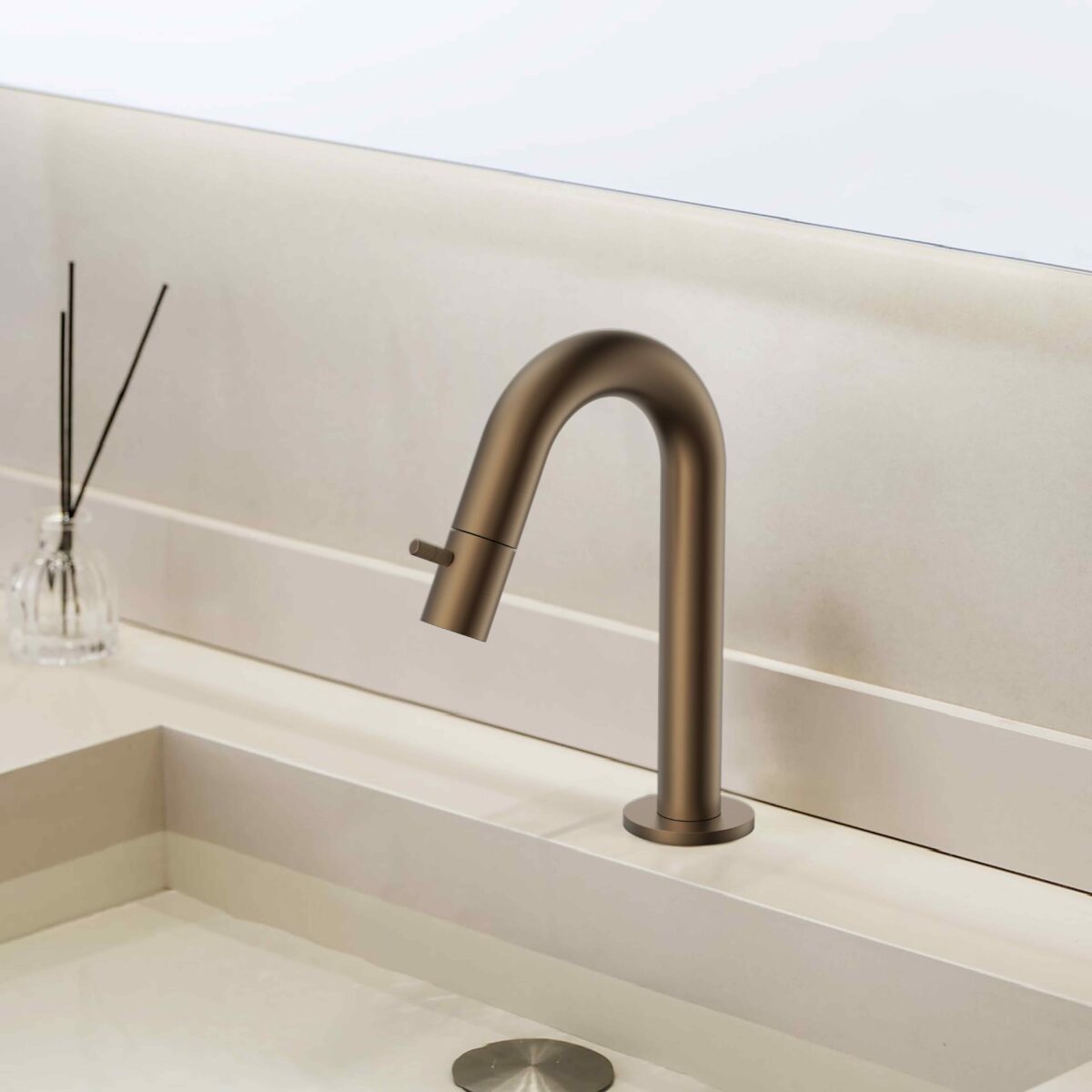 Robinet Eau Froide Stria - Bec Courbe - Sans Vidage - Bronze Brun (Pvd) – Image 2