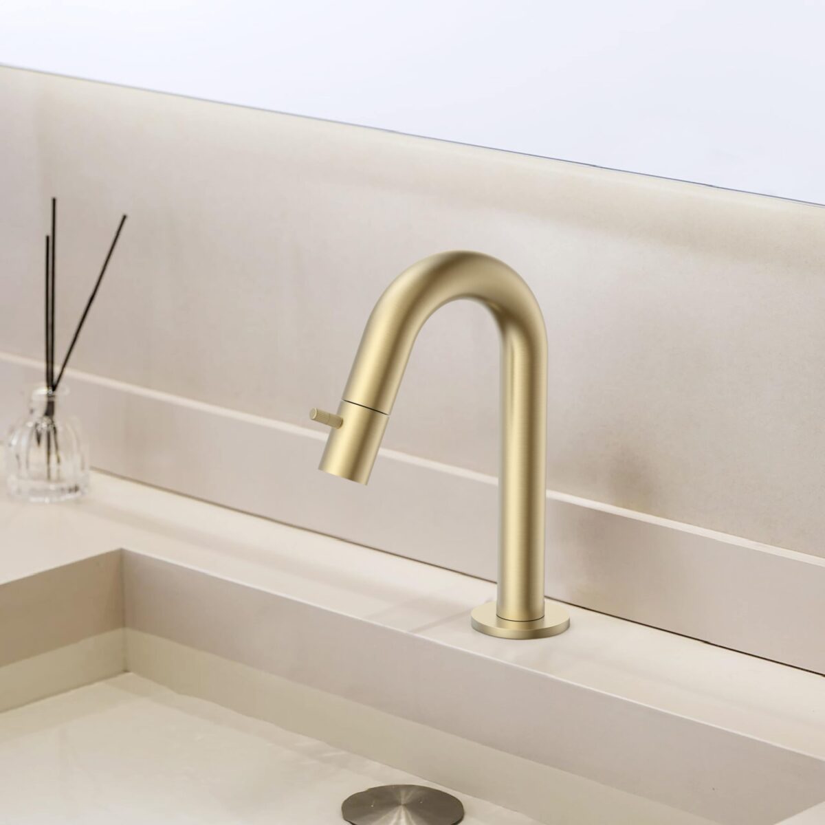 Robinet Eau Froide Stria - Bec Courbe - Sans Vidage - Or Brossé (Pvd) – Image 2