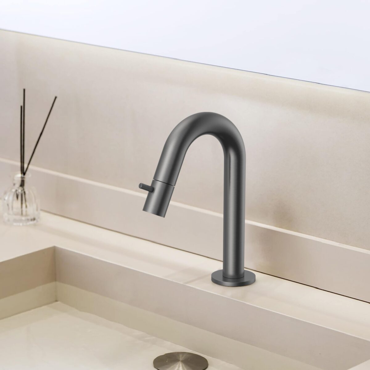 Robinet Eau Froide Stria - Bec Courbe - Sans Vidage - Gunmetal (Pvd) – Image 2