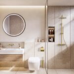 Ensemble De Finition Stria Mélangeur De Lavabo - Démarrage À Froid - Encastré - Poignée À Texture Nettoyée Raffinée - Sans Vidage - Or Brossé (Pvd) – Image 3