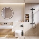 Ensemble De Finition Stria Mélangeur De Lavabo - Démarrage À Froid - Encastré - Poignée À Texture Nettoyée Raffinée - Sans Vidage - Noir Mat (Pvd) – Image 3