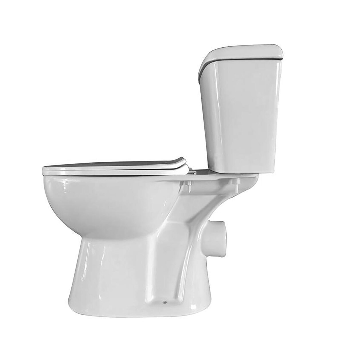 Toilettes Fermées Aloni Pro - À Poser - Siphon En P - Sortie Murale - Avec Réservoir - Avec Mécanisme De Chasse - Double Chasse - Avec Siège - Fermeture Douce - 38x72x67 Cm - Blanc Brillant – Image 5