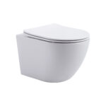 ALONI PRO WALL-HUNG TOILET – TORNADO FLUSH – RIMLESS – WITH SEAT – DUROPLAST – SOFT CLOSE – QUICK RELEASE – COMPACT 49 cm – 36X32X49 cm – GLOSSY WHITE - Afbeelding 2