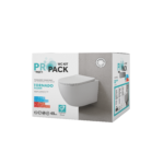 ALONI PRO WALL-HUNG TOILET – TORNADO FLUSH – RIMLESS – WITH SEAT – DUROPLAST – SOFT CLOSE – QUICK RELEASE – COMPACT 49 CM – 36X32X49 CM – GLOSSY WHITE