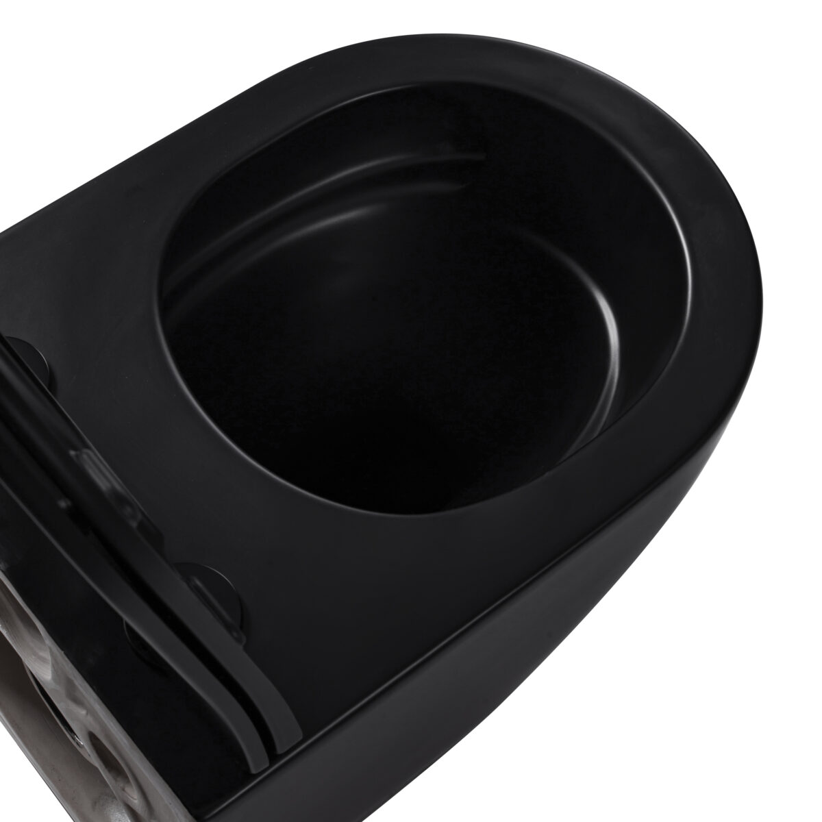 Aloni Pro Wall-Hung Toilet – Tornado Flush – Rimless – With Seat – Duroplast – Soft Close – Quick Release – Compact 49 Cm – 36x32x49 Cm – Noir Mat – Image 4