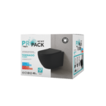 ALONI PRO WALL-HUNG TOILET – TORNADO FLUSH – RIMLESS – WITH SEAT – DUROPLAST – SOFT CLOSE – QUICK RELEASE – COMPACT 49 CM – 36X32X49 CM – Noir mat