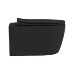 Aloni Pro Wall-Hung Toilet - Rimless - With Seat - Duroplast - Softclose - Quick Release - Compact 49 Cm - 36x25x49 Cm - Noir Mat – Image 2