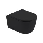 ALONI PRO WALL-HUNG TOILET - RIMLESS - WITH SEAT - DUROPLAST - SOFTCLOSE - QUICK RELEASE - COMPACT 49 CM - 36X25X49 CM - MATT BLACK - Image 6
