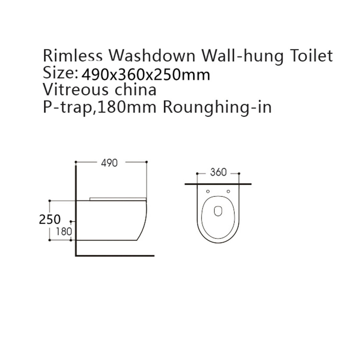 ALONI PRO WALL-HUNG TOILET - RIMLESS - WITH SEAT - DUROPLAST - SOFTCLOSE - QUICK RELEASE - COMPACT 49 cm - 36X25X49 cm - MAT ZWART - Afbeelding 8