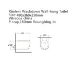 ALONI PRO WALL-HUNG TOILET - RIMLESS - WITH SEAT - DUROPLAST - SOFTCLOSE - QUICK RELEASE - COMPACT 49 CM - 36X25X49 CM - MATT BLACK - Image 8