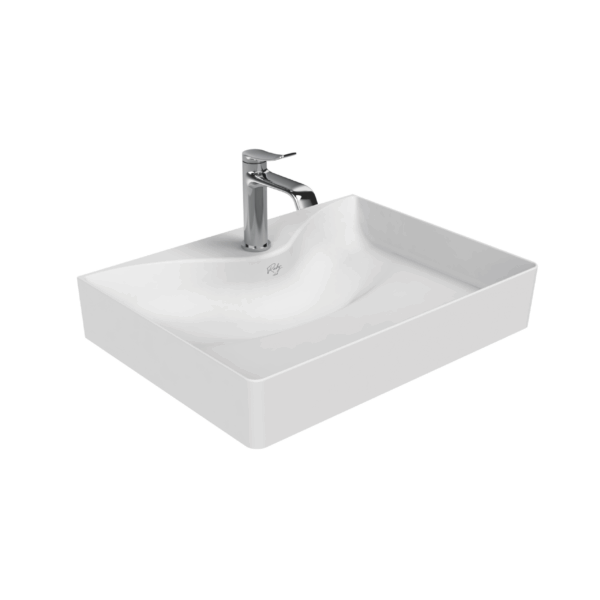LAVABO CREAVIT RUBY RB064 - COMPTOIR - CÉRAMIQUE - SANS TROP-PLEIN - AVEC TROU POUR ROBINET - 60,5X11X45,5 CM - BLANC BRILLANT