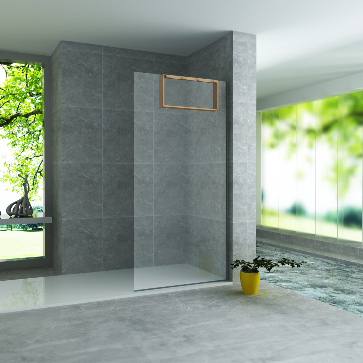 Niche En Saillie Pour Mur De Douche - 4 Crochets Serviettes - Aluminium - 60x30x8 Cm - Cuivre Brossé – Image 2