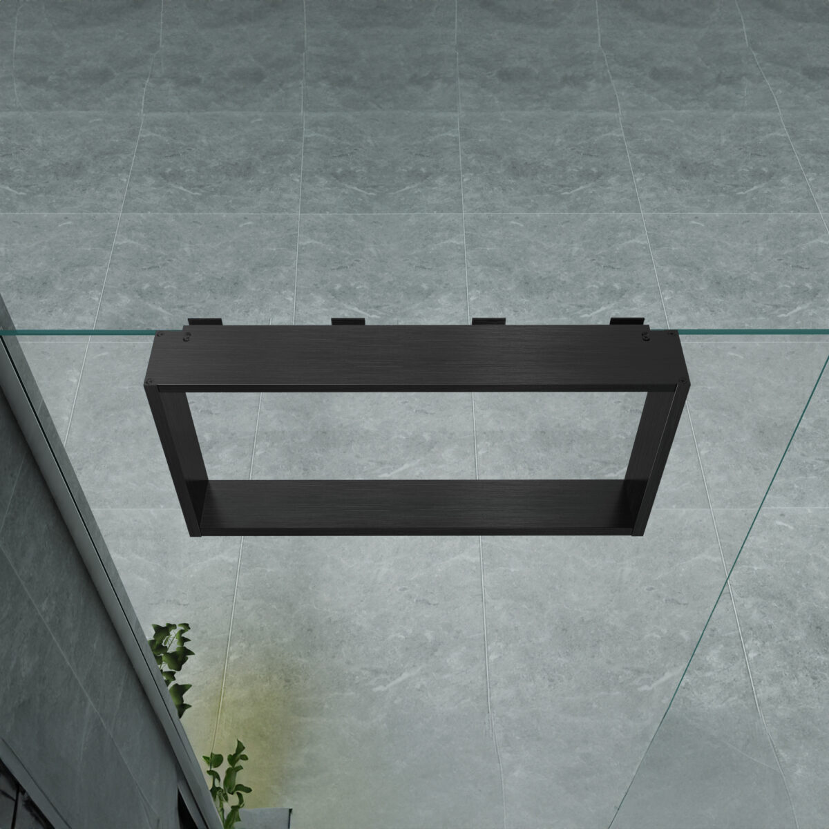 Niche En Saillie Pour Mur De Douche - 4 Crochets Serviettes - Aluminium - 60x30x8 Cm - Gunmetal – Image 3