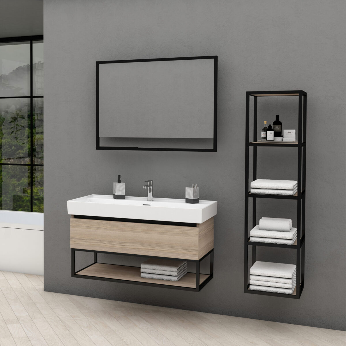 ARMOIRE COLONNE 'SHARP' ALONI (135CM) - NOIR MAT – Image 11