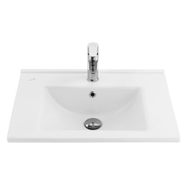 SU WASHBASIN - 1 BOWL - Avec trou de robinetterie - Céramique - 60X45 CM - Blanc brillant