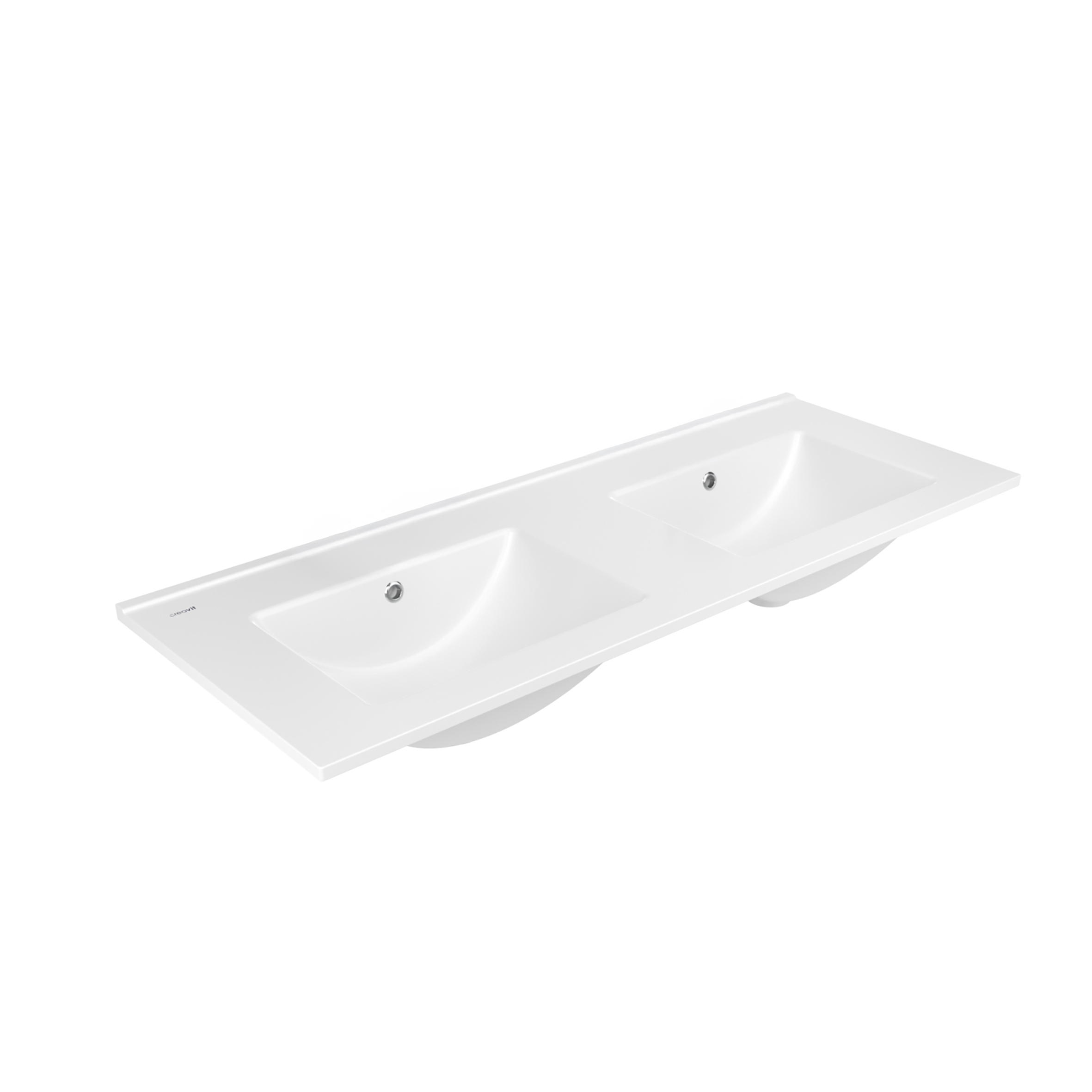 SU121-11CB10E-0000-8.jpg SU WASHBASIN - 2 BOWL - NO TAP HOLES - Keramiek - 121X46 CM - GLOSSY WHITE - Afbeelding 1