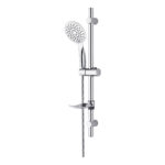 ALONI SLIM SHOWER SLIDE BAR SET COMPLETE – WITH SHOWER HEAD, METAL SHOWER HOSE AND Porte-savon – Chrome