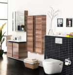 VERTI 100 MIRROR CABINET WALNUT-BLACK 98X80X17CM - Image 2