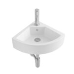 ALONI ZAREO CORNER HAND WASHBASIN – WITH OVERFLOW – WITH TAP HOLE – CERAMIC – 32.5X32.5X13 CM – GLOSSY WHITE