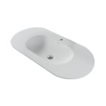 LAVABO BEGONIA - 1 VASQUE - AVEC TROP-PLEIN - 1 TROU POUR ROBINETERIE - MARBRE ARTIFICIEL - 100X1,2X52,5 CM - BLANC MAT