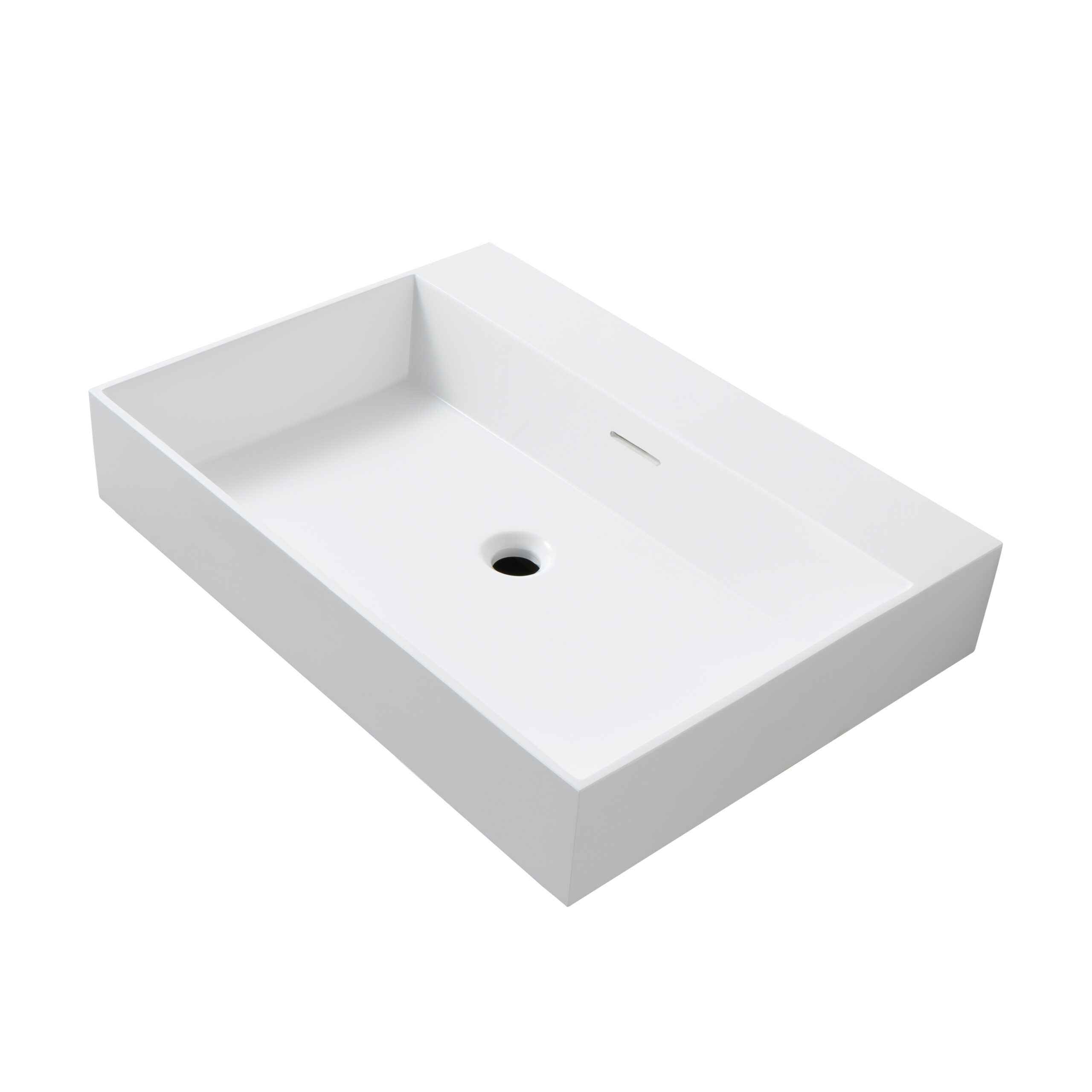 LAVABO CARRÉ WONDA - 1 VASQUE - AVEC TROP-PLEIN - SANS TROU POUR ROBINETERIE - MARBRE ARTIFICIEL - 80X12X52,5 CM - BLANC MAT