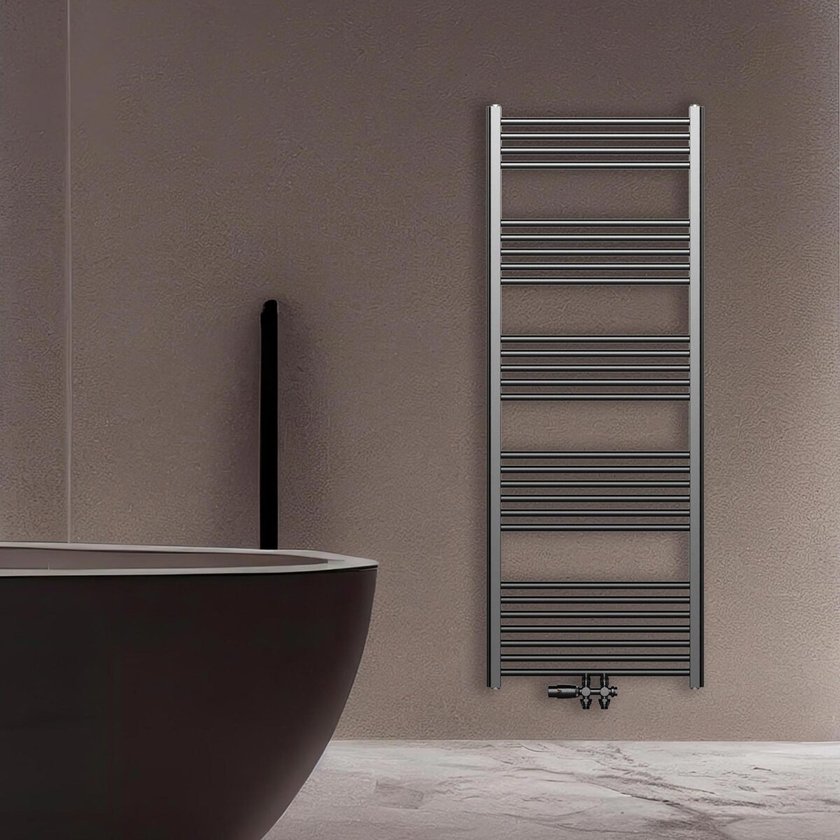 Radiateur Sèche-Serviettes Belrad - Connexion Gauche-Droite/Centre - 557 Watts - 1600x600cm - Gunmetal – Image 2