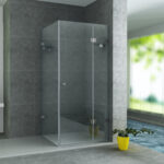 ALONI SHOWER ENCLOSURE WITH PIVOT DOOR, FIXED PANEL AND SIDE PANEL - WITH ANTI-CALCAIRE TREATMENT - REVERSIBLE - 8MM SAFETY GLASS - 80X80X195 CM - CHROME - CLEAR GLASS