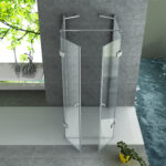 Cabine De Douche Aloni En U Avec 2 Portes Pivotantes Et 2 Panneaux Lateraux - Traitement Anti-Calcaire - Verre De Sécurité 8mm - 90x90x195 Cm - Chrome - Verre Clair – Image 2