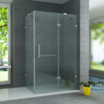 CABINE DE DOUCHE ALONI AVEC PORTE BATTANTE, PANNEAU FIXE ET PANNEAU LATÉRAL - AVEC TRAITEMENT ANTI-CALCAIRE - RÉVERSIBLE - VERRE DE SÉCURITÉ 8MM - 90X120X195 CM - CHROME - VERRE CLAIR