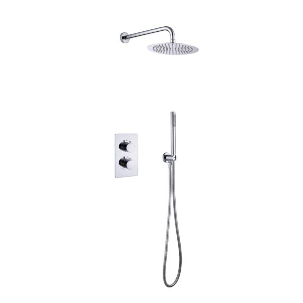 ALONI ENSEMBLE DE DOUCHE THERMOSTATIQUE ENCASTRÉ AVEC POMME DE DOUCHE PLUIE (Ø25CM) - Chrome