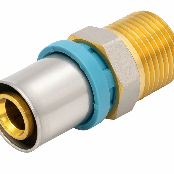 Erfu Straight male multi-layer crimp connector 20 mm x 1/2M - DVGW certified, multi-profile U/H/TH