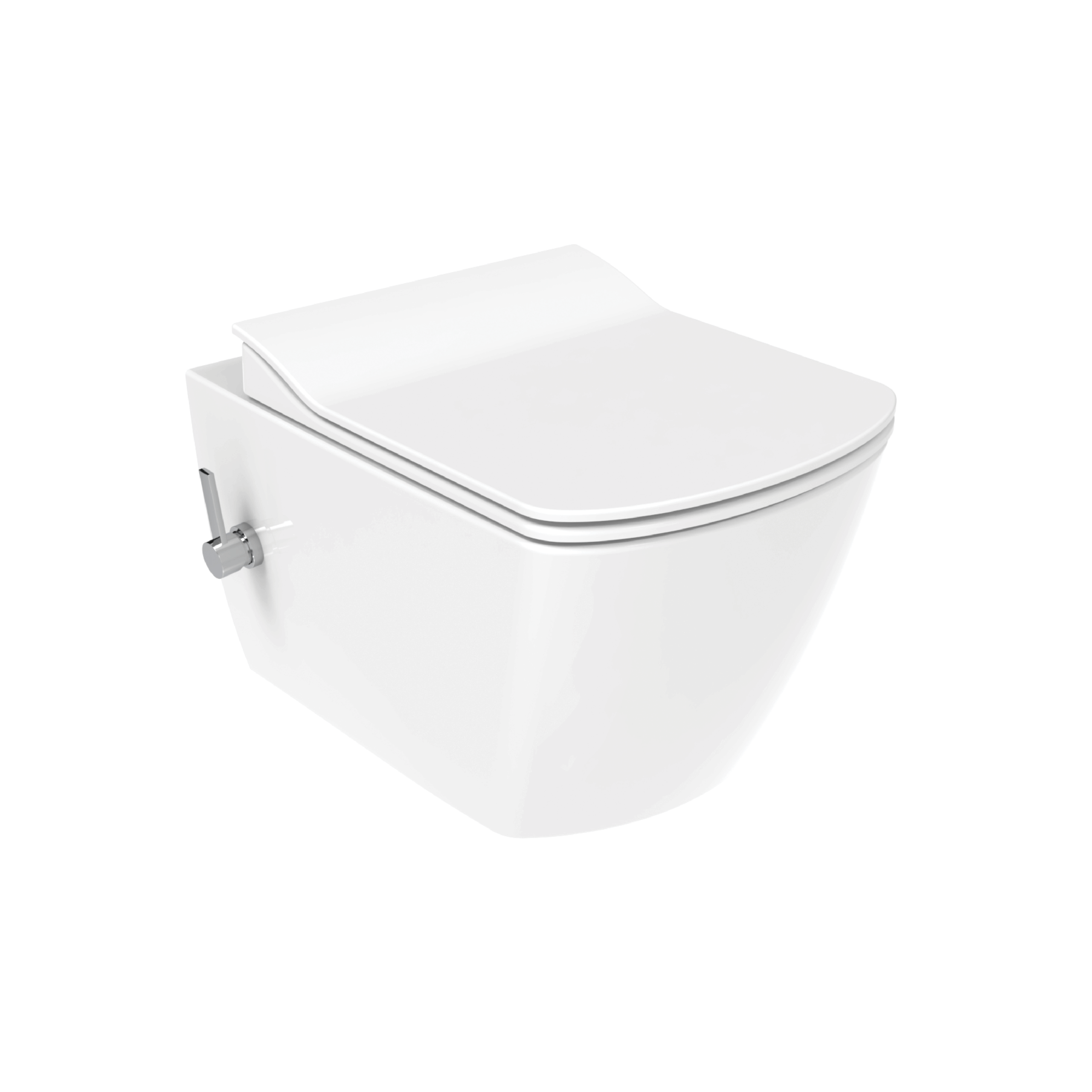 CREAVIT ELEGANT WANDTOILET MET BIDET - RANDLOOS - MET BIDEKRAAN KOUD WATER - ZONDER ZITTING - GLANZEND WIT