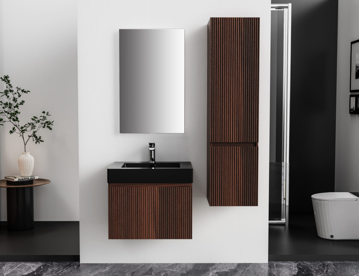 Aloni Ela Vanity Unit - 1 Drawer - Handleless - Soft Close – 60x40x45 Cm - Wenge - Image 3