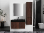 ALONI ELA HIGH CABINET - 2 DOORS - HANDLELESS - SOFT CLOSE - REVERSIBLE - 35X135X35 CM - WENGE - Image 3