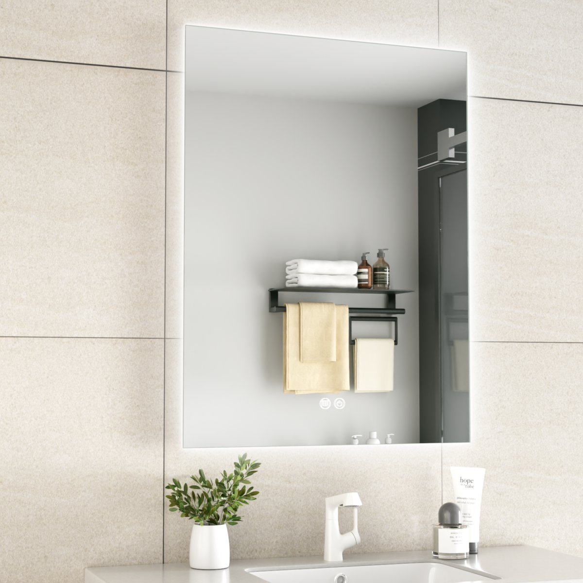 Erfu Miroir Led Anti Brouillard 60x80cm – Image 2