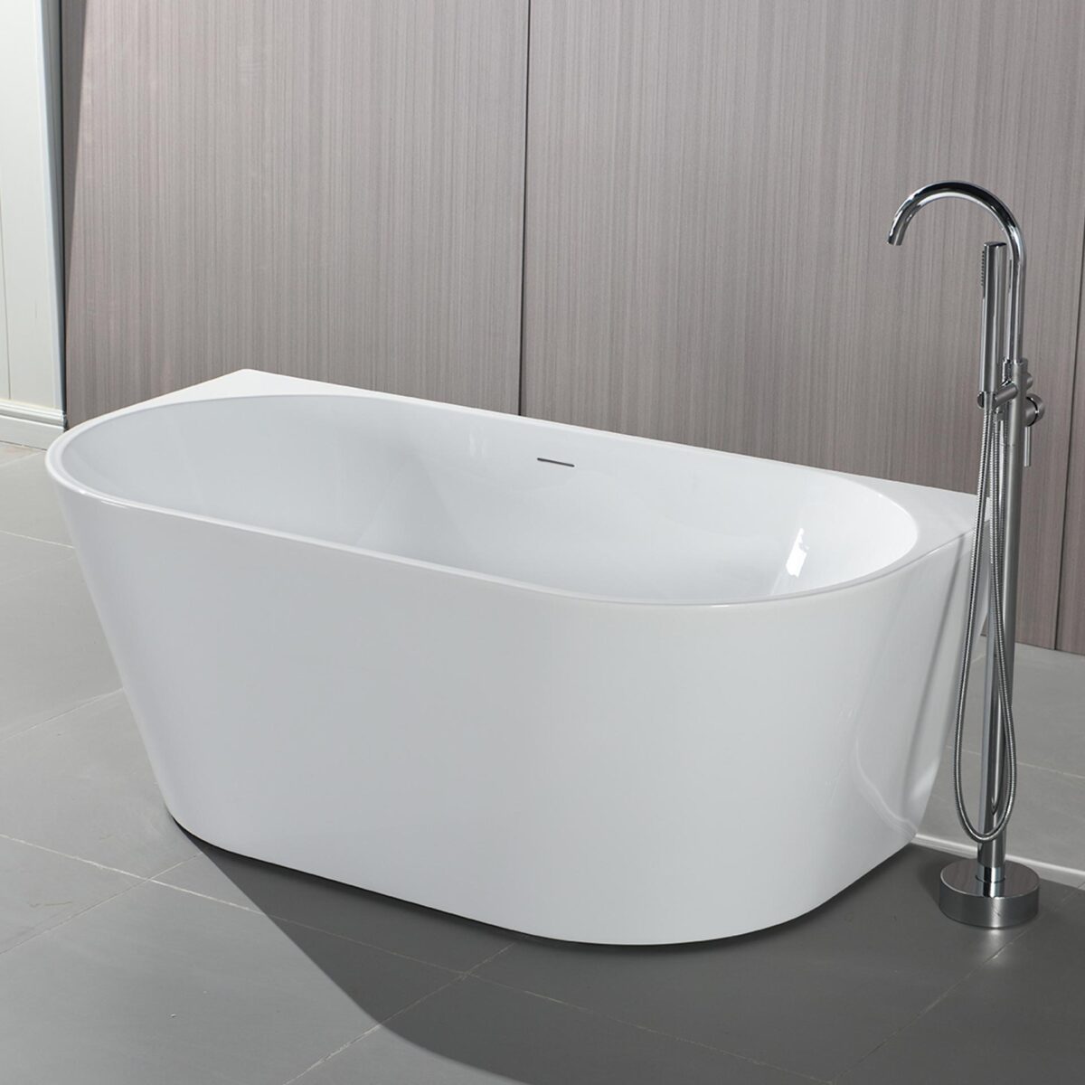 Baignoire Semi-Autoportante Aloni - Avec Vidange Et Vidage À Clic - Acrylique - 170x78x58 Cm - Blanc Brillant – Image 5