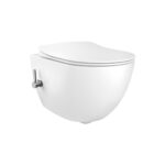 DESIGN RIMOFF HANGING TOILET WITH STAINLESS STEEL NOZZLE (BIDET) + COLD WATER TAP - WHITE