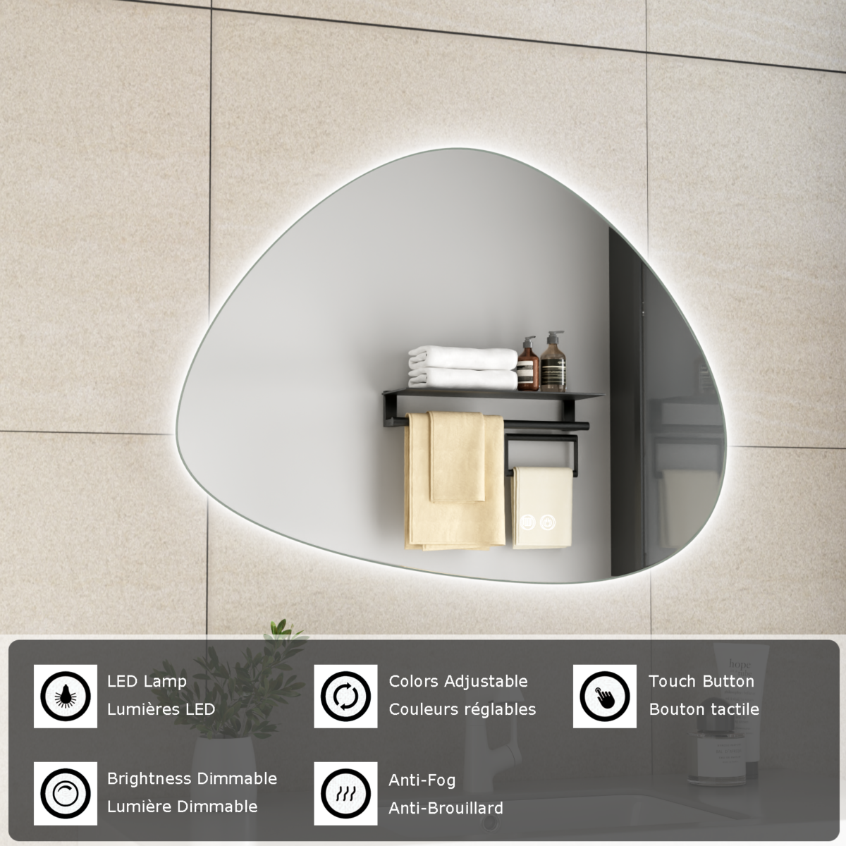 ERFU SPIEGEL LED ANTI-MIST 80X60CM - Afbeelding 5