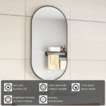 ERFU SPIEGEL LED ANTI-MIST B50XH100CM MAT ZWART - Afbeelding 8