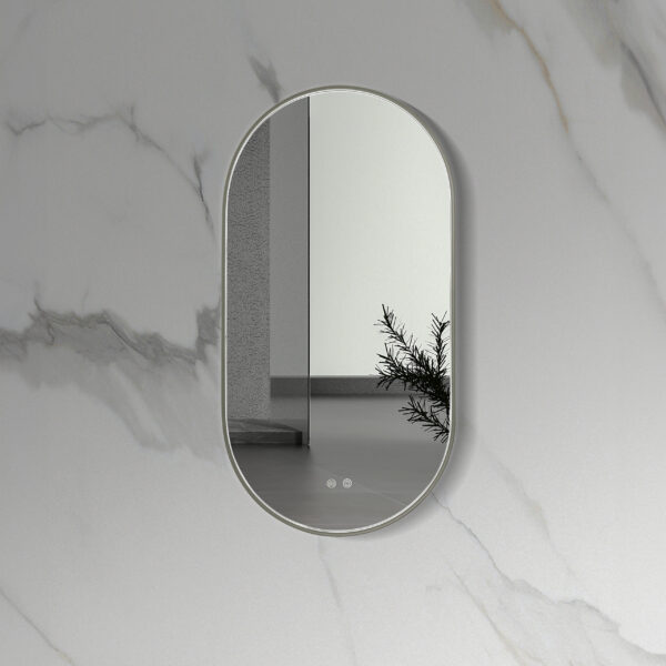 MIROIR LED OVALE ALONI CHAUFFANT (100X50CM) GRIS Gunmetal