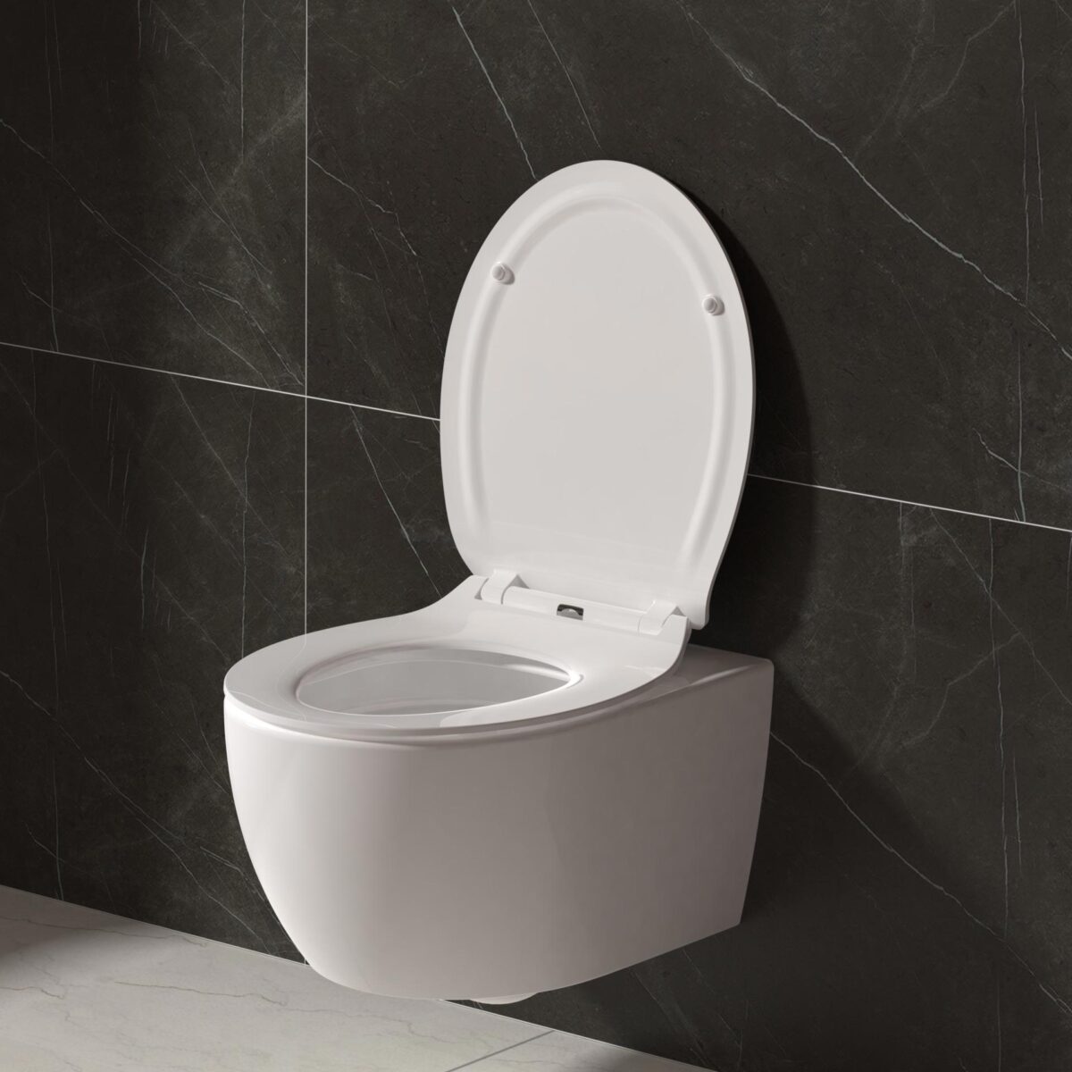 Aloni Premium Toilet Seat - Slim Design - Soft Close - Quick Release - Topfix - Duroplast - Acier Inoxydable Hinges - Blanc Brillant – Image 5