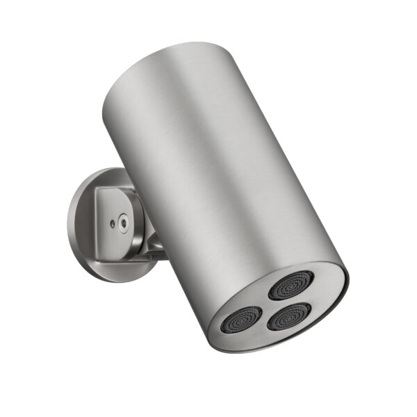 UNIFORMA OVERHEAD SHOWER CYLINDER – 1 SPRAY SETTING – WALL MOUNT – 8X15 CM – BRUSHED RVS