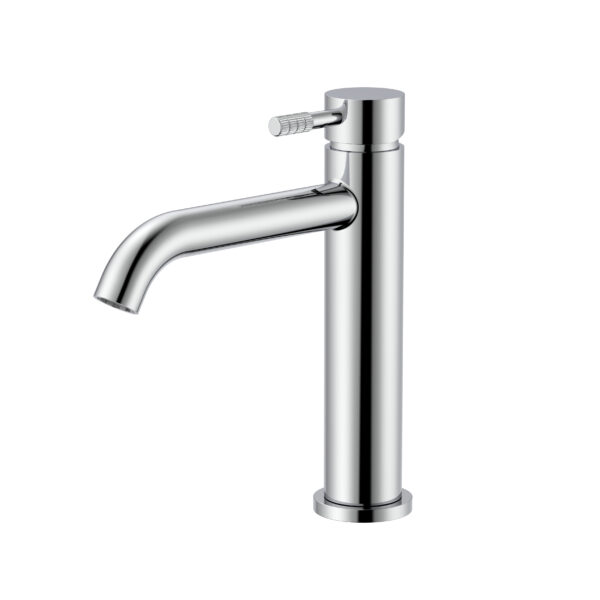 STRIA BASIN MIXER TAP – COLD START – REFINED RIBBED HANDLE – WITHOUT WASTE – CHROOM