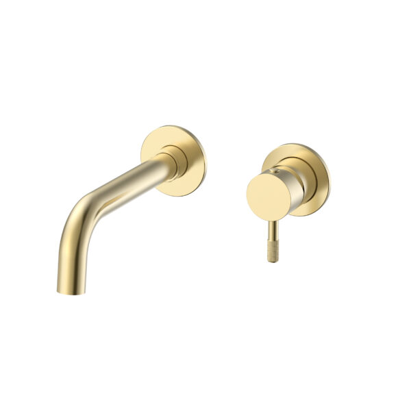 STRIA FINISHE SET BASIN MIXER – COLD START – CONCEALED – REFINED RIBBED HANDLE – WITHOUT WASTE – BRUSHED GOLD