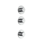 STRIA TRIM SET FOR SHOWER MIXER – 2-WAY WITH 2 STOP VALVES – THERMOSTATIC – BUILT-IN – ROUND – REFINED RIBBED HANDLES – Chrome