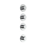 STRIA TRIM SET FOR SHOWER MIXER – 3-WAY WITH 3 STOP VALVES – THERMOSTATIC – BUILT-IN – ROUND – REFINED RIBBED HANDLES – Chrome